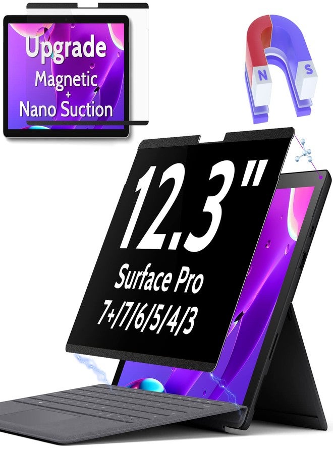 Peslv Magnetic Privacy Screen for Surface Pro 7+/7/6/5/4/3 12.3 Inch, Removable Anti Blue Light Glare Filter, Black Security Private Apy Block Protector - Image 1